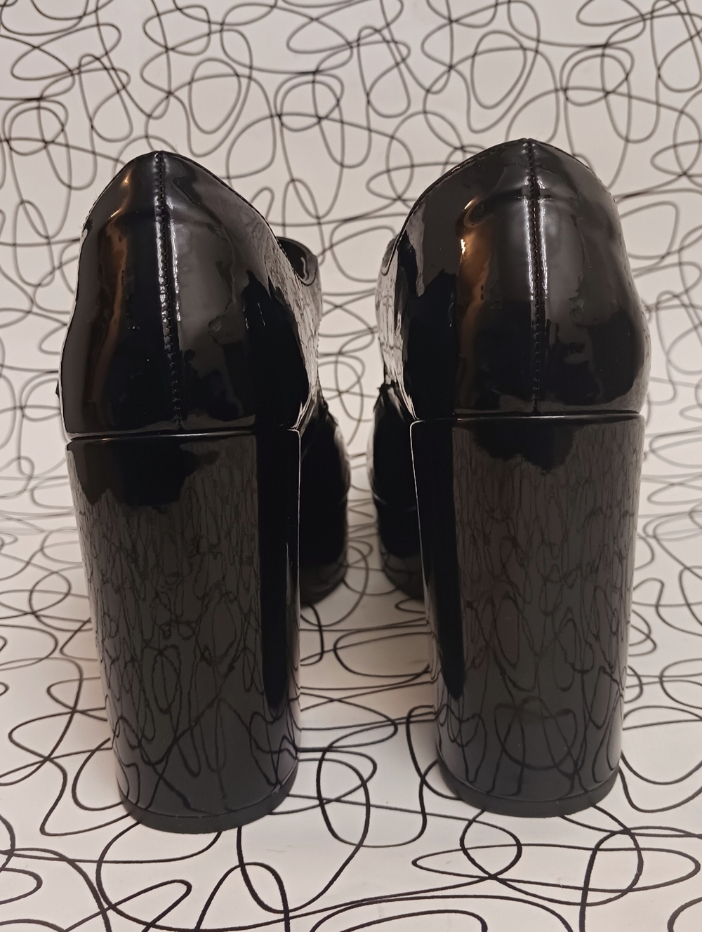 Black Patent Mary Jane Heels - Platform  Women's Dress Shoes Size 7.5 - Picture 5 of 7